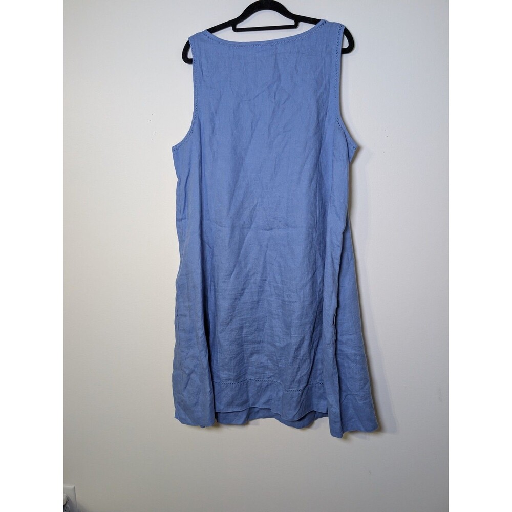 J.Jill Love Linen Dress Womens Large Blue Sleeveless Shift Midi Dress Lagenlook - Picture 2 of 5